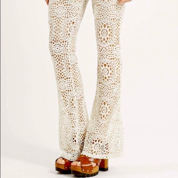 Topshop Pants - Topshop Flare Leg Pants Crochet Lace Boho EUC SM